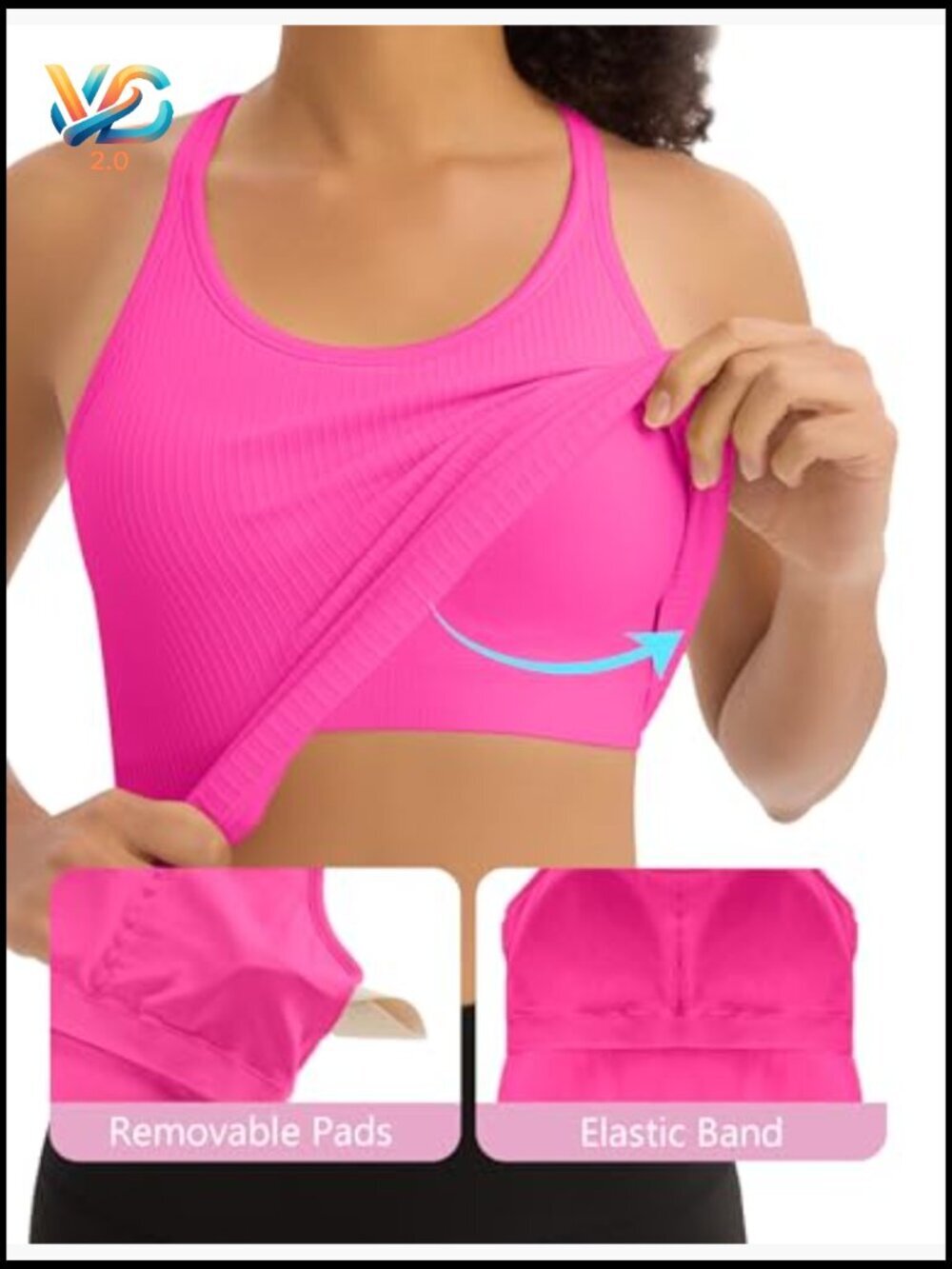 Slim Fit Seamless Ribbed Crop Tank Tops with Built-in Bra for Women - Picture 5 of 7